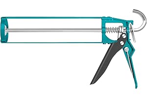 Total Tools - Pistola Applicatrice di Silicone | Lunghezza di 230 mm | Piatto di Spinta Doppio | Manico Ergonomico in Alluminio | Acciaio | Resistente alla Corrosione