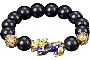 Akemaio Feng Shui intagliato a mano braccialetto di perle di colore cambiato con placcatura in oro perline gioielli fortunato ricco amuleto bracciale