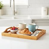 Deconox Bambu Dikd&ouml;rtgen Sunum Tepsi 33x22x5 cm, Sofra Tepsisi, &Ccedil;ay Tesisi, Bambu Daire Tepsi,