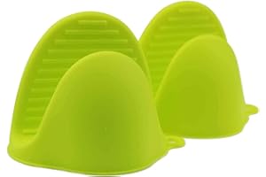 HUBEI Guanti da forno in silicone per uso istantaneo in pentola o in cucina come portautensili o portabottiglie I supporti per guanti possono essere usati quando si cucina su una griglia (verde, 2pcs/set)