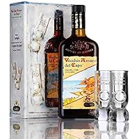 CAFFO | Vecchio Amaro del Capo | BOTTIGLIA IN ASTUCCIO + 2 BICCHIERI ORIGINALI | 35% Vol. | 70 cl | (1 BOTTIGLIA | 70 cl | 35% Vol.)