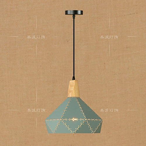 XSPWXN Single-Head Pendant Lights Macaron Metal Chandeliers American Creative Solid Wood Retro Restaurant Ceiling Pendant Lights for Hot Pot Restaurant Industry Bar Stools Clothing Shop ( Color : Green-Diameter 32cm )