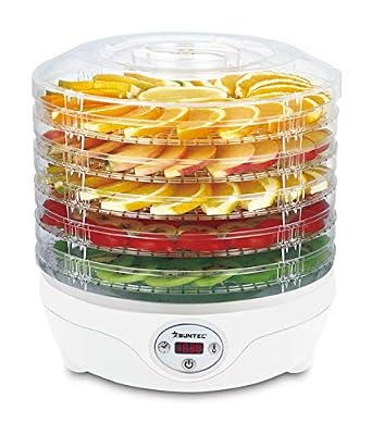 SUNTEC Séchoir à fruits FDH-8595 Dörthe digital [Séchage lent d'aliments sur 5 niveaux, thermostat 35-70°C, minuterie, affichage LED, max. 240 W]