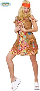 Costume Hippie Bambina Figlia Dei Fiori Anni 60 - Abito Con Gilet E Fascia - Taglie 5-12 Anni