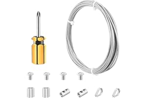 Abimars cavo acciaio rivestito in vinile 2MM, 6m cavo metallico 304 in acciaio inox con anello di crimpatura in alluminio, nucleo 7x7 per appendere, linea di vestiti, pesca