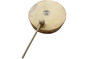 Fuzeau - Tambourin Ø 20 en Bois Naturel avec Peau Sans Cymbalette - Percussion Authentique avec Mailloche - Idéal pour Apprentissage du Rythme - Léger, Sonore et Résistant - Dès 4 ans - Ref.70627