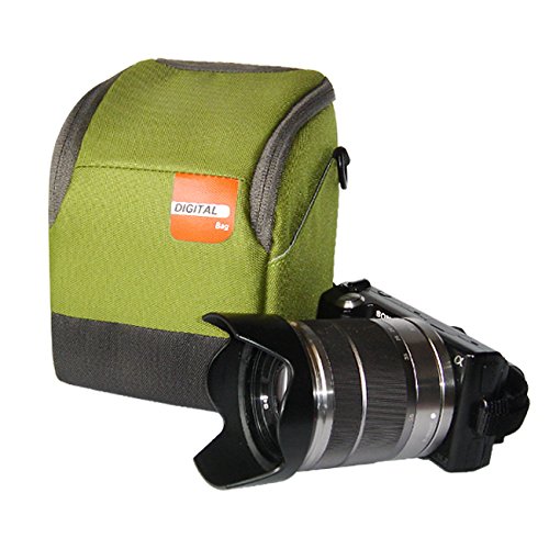 First2savvv BDV0701 vert qualit   de luxe nylon anti-choc appareil photo num  rique cam  scope housse cas pour Canon PowerShot SX420   SX410   EOS M10   EOS M3  G1X Mark II   G3X   Chiffon de nettoyage