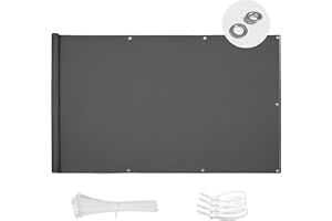 SUN BLOCK Balkonginsynsskydd 90 x 400 cm balkongskydd PES UV-skydd balkongskydd väderbeständigt, med buntband