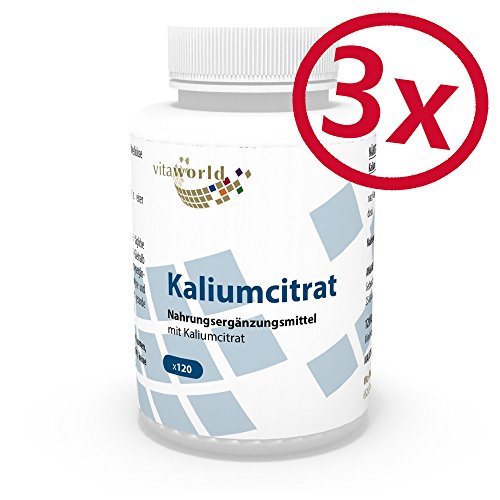 Pack de 3 Citrato de Potasio 605mg dosis diaria 3 x 120 Cápsulas Vegetales - Vita World Farmacia Alemania