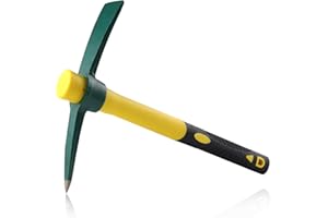 LEONTOOL 15 Inches Garden Pick Mattock Hoe Heavy Duty Gardening Pick Axe Hand Tool with Shock Absorption No-Slip Handle, Adze Hoe for Digging Weeding Prospecting Camping
