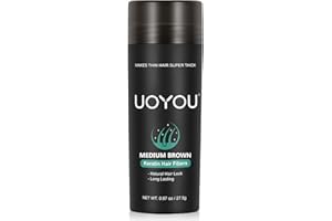 UOYOU MEDIUM BROWN Hair Fibres for Thinning Hair 27.5g Bottle | Undetectable & Natural Keratin Hair Fibers Concealer for Hair Loss for Men and Women | Hair Building Fibres Powder [MEDIUM BROWN]