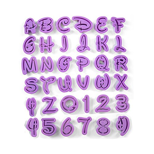Anokay Fondant Ausstecher Ausstechformen Auswerfer Stempel Alphabet Zahlen Zeichensetzung Buchstaben Tortendeko Kuchendekorationsset Backen (36 teilig)