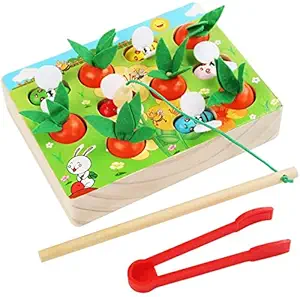 Toyshine Wooden 2 in 1 Carrot and Bee Picking Sorting Montessori Toy Game | Fine Motor Sensory Education Color Carrot Harvest Game for Boys Girls Toddlers Child Preschool