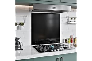 BELOFAY 1mm Thick Stainless Steel Splashback for Kitchen, Black Brushed Finish, Hob Splashback For Cookers 600x750mm Adhesive/Glue included