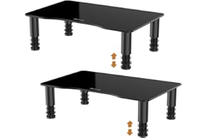 Hemudu 2 Supporto Monitor Scrivania, Rialzo Monitor con Altezza Regolabile, Porta PC Portatile per TV LCD LED a schermo piatto, Laptop/Computer/Xbox One, 38X24X8.6cm, Supporto PC Peso Massimo 40kg