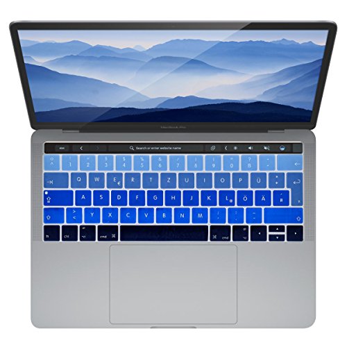 kwmobile Tastaturschutz Apple MacBook Pro 13″ / 15″ (ab 2016) Touchbar – QWERTZ Silikon Laptop Tastaturfolie – Notebook Tastaturschutzfolie Hellblau Dunkelblau - 5