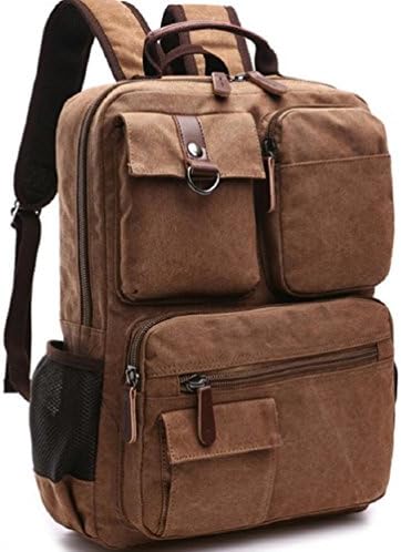 ZC&amp;J Men's Canvas Shoulder Bag Computer Backpack, 14L Capacity Hiking Trip Mountain Riding Bag, Rugged Wear Resistant Anti-Shot High Quality Backpack,C,14L