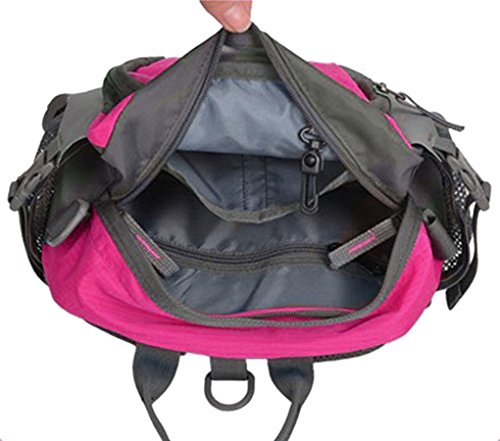 FakeFace® Nylon Wasserdichte Multifunktion-Hüfttasche Gürteltasche Rücksack Schulter Umhängetasche Brustbeutel Bauchtasche mit Flaschenhalter für Gym Camping Wandern Radfahren Reisen Bergsteigen - 2