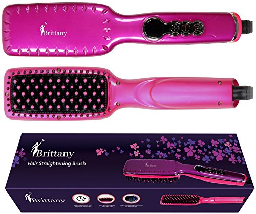 Brittany Hair Straightening Brush. Fast Heating Salon Ionic Straightener. For All Hair Types. Gift Box.