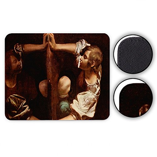Caravaggio – Narcissus, Designer Leder Mousepad Unterlage Mauspad Maus-Pad Stark Anti Rutsch Unterseite für Optimalen Halt mit Lebhaftes Motiv Kompatibel mit allen Maustypen (Kugel, Optisch, Laser)Ideal für Gamer und für Grafikdesigner. - 2