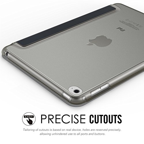 MoKo Hülle für iPad Mini 4 – PU Leder Tasche Schutzhülle Schale Smart Case mit Translucent Rücken Deckel, mit Auto Schlaf / Wach Funktion und Stanfunktion für Apple iPad Mini 4 2015 Genaration 7.9 Zoll IOS Tablet, Space Grau - 3