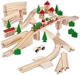 Eichhorn 100001204 – Bahn, Holzschienenbahn mit Brücke, 55-teilig – Streckenlänge: 4,60 Meter – Spielbahn aus Buchenholz - 3