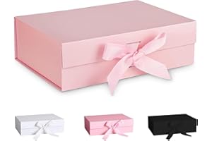 EGEKTBH Pink Magnetic Gift Box, Anniversary- Premium Gift Box with Ribbon, Folding Presentation Gift Box with Lid, Very Suitable for Christmas, Thanksgiving Day, New Year, Birthday