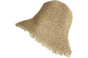 WEIGEER Straw Hat Women Beach Sun Hat Chapeau de Paille pour Femme Chapeau de Soleil de Plage Pliable à Large Bord Chapeau d'été pour de Paille pour Soleil
