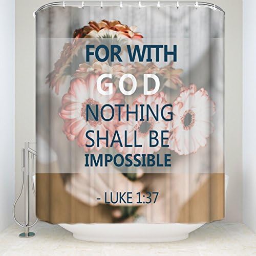 Fabric Shower Curtain Bathroom Decorative Polyester Waterproof Mildew Resistant Design Shower Curtains with Hooks 60x72 For With God