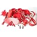 Produktbild QIANGGAO Die Bettfesseln | Riemen Übungsbänder | Kit mit verstellbaren Fellmanschetten Augenbinde für Cosplay 12-teiliges Set Plüsch,Red