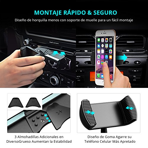 Soporte M  vil Coche para Ranura de CD de Coche Mpow CD Slot Car Mount con Sostenedor 360    Rotaci  n para iPhone 7 7Plus 6  6 Plus  6S SE  iPod Touch  Nexus 4 5  HTC  Sansum  Huawei  Motorola  Sony y Dispositivos GPS