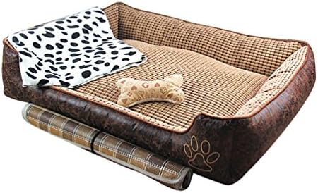 Yiiquan Pet Dog Cat House Nest Washable Warm Soft Mat and Bed Vintage Pets Cave (Brown#3, Asia XL)