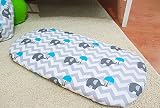 LHE Baby pram moses basket patterned fitted sheet size 80x38 100% cotton (1111-Grey elephants blue umbrellas)