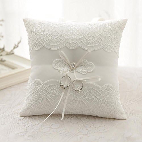 Wedding Decorations Silks and satins Embroidered Wedding Ring Pillow Cushion Bearer Lace Decor Bride products 19x19cm