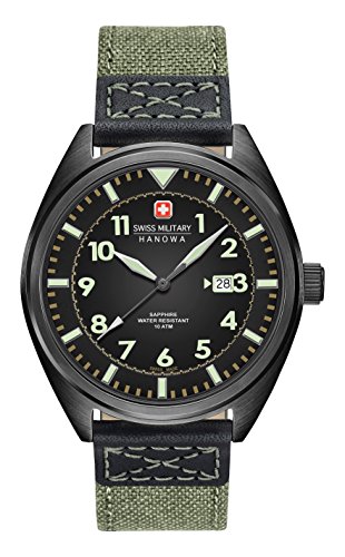 Swiss Military Men's SM34521AEU/H01 Quartz Watch with Black Dial Analogue Display and Fabric Strap