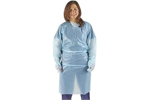 x50 Long Sleeve Medical Isolation Gowns with Thumb Loop GENERISE Fluid Resistant Disposable Gowns - Suitable for Both Staff & Patient Use