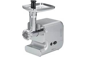 Clatronic Fleischwolf elektrisch inkl. Wurst-Fülleraufsatz, Meat Grinder inkl. Rücklauffunktion mit 3 Edelstahl Loch-Scheiben, Gebäckvorsatz, Hackfleisch Maschine elektrisch FW 3506