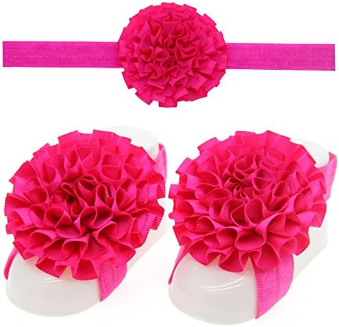 ZebraStory Baby Girl Headband + Barefoot Sandals Ribbon Bands Colorful Sunflower Foot Wear Elastic Hair Hoop