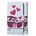 Produktbild tinxi® Kunstleder Tasche für LG Optimus L5 II E460 Tasche Schutz Hülle Schale Etui Case Cover Standfunktion mit Karten Slot lila Eulen Owls Familie