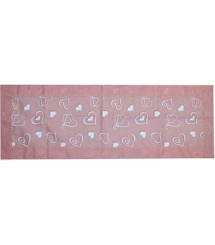 Centrotavola Paris Love | 90x90 Cm | Cotone E Poliestere | Rosa Cipria Con Cuori - Foto 2