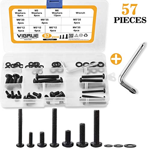 VIGRUE Universal TV-Montageset inkl. M4 M5 M6 TV-Schrauben und Abstandshalter passend für die meisten TVs bis 80" (UVSP), Schwarz m4 m5 m6 schwarz