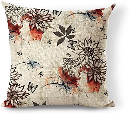 ZiChuangD Rural Flower Pattern Zippered Pillow Case Cover Cushion Case for sofa 18x18 Inch (Two sides)