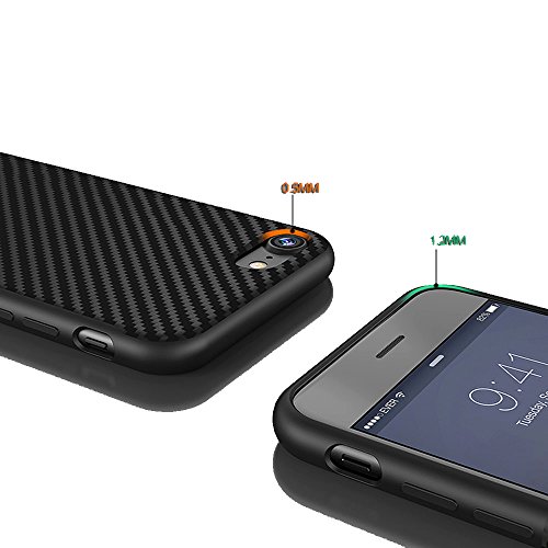 iPhone 6S Plus Case,L-FADNUT [Carbon Fiber Lines] TPU Silicone Ultra Slim Back Case,Shock Absorbing Bumper Protective Case Cover for Apple iPhone 6 Plus/6S Plus 5.5 inch - Black