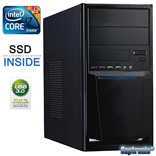 Captronic® (i7-7700K-16GB-HD630-512GB SSD-2TB HDD) | QuadCore Silent Multimedia Kaby Lake PC Front USB 3.0 INTEL Core i7-7700K 4x 4,20GHz (Turbo bis 4500MHz) 7. Generation Kabylake | KINGSTON 16GB DDR4-2133 | 24x DVD-Brenner | 512GB SSD + 2TB HDD SATA3 | Intel HD 630 HDMI/DVI/VGA 4K | USB 3.1 | USB 3.0 + 2.0 | USB-C | CardReader | 7.1 Sound | GigabitLAN | Design Gehäuse Schwarz