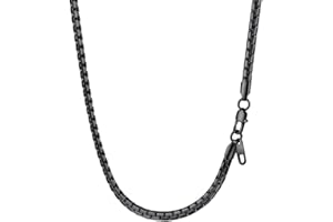 PROSTEEL Collar de Cadenas Venecianas Planas Acero Inoxidable para Mujeres Hombres, 4mm / 6mm Ancho, 41cm - 76cm Largo, Tono Platino/Dorado/Negro