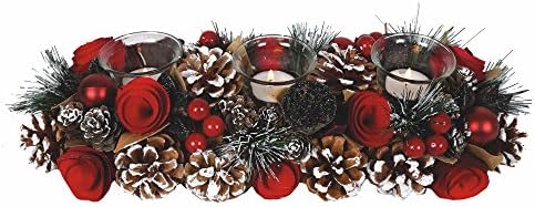 Christmas Red Berry Table Centre Piece Tealight Holder