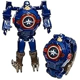 Synlark Super Hero Action Figure Toy Robot Deformation Convertible Digital Wrist Watch for Kids (Blue): 