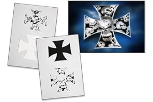 UMR-Design AS-096 Skullcross Pochoir pour aérographe Step by Step Size M
