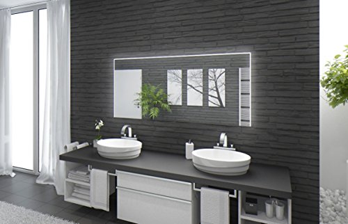 Badspiegel mit Beleuchtung Santa Rosa M220L3: Design Spiegel für Badezimmer, beleuchtet mit LED-Licht, modern – Kosmetik-Spiegel Toiletten-Spiegel Bad Spiegel Wand-Spiegel - 3