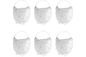 DaricowathX 6 Pieces Funny Santa Beard Costume White Fake Beard Christmas Santa Claus Beard Costume Accessories for Teens Adults Disguise Santa Claus on Christmas Party
